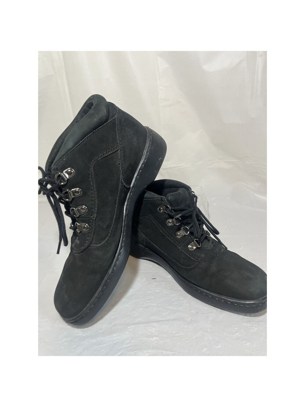 DR. SCHOLLS Nice ANKLE BOOTS SUEDE Black Tie Lace Up Size 8.5